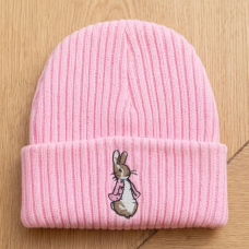 KW119: Baby Embroidered Pink Bunny Rabbit Knitted Hat (Newborn -3 Months)